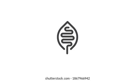 Leaf Wave Minimalist Logo Design. Leaf Logo on White Background Vector Template