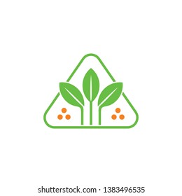 leaf and wheat abstract triangle logo vector