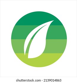 Leaf White Green Eco Vector Illustration Minimalist Flat Logo