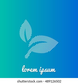Leaf White stroke fill with blue & green gradient background Icon / Logo Design