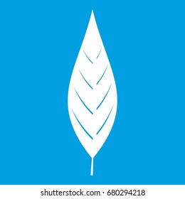 Leaf of willow icon white isolated on blue background vector illustration