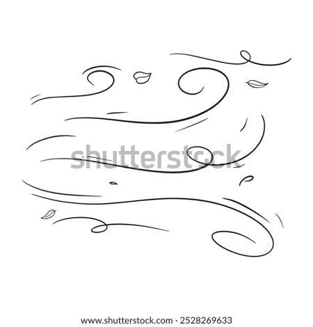 Leaf wind doodle Hand drawn style wind motion illustration leaf fall drawing