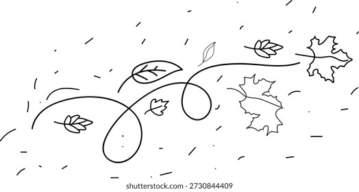 Leaf wind doodle line