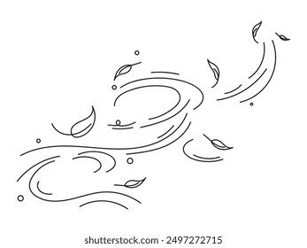 Blatt Wind Doodle, Vektordesign einzeln auf weißem Hintergrund 