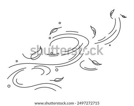 leaf wind doodle vector design isolated white background 