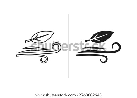 Leaf in Wind: Icon for Nature, Air, and Gentle Breeze