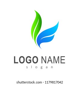 
leaf and wing logo concept