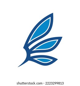 Plantilla de icono de logotipo de ala hoja