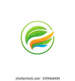 Leaf and Wings Gradient Logo Vector Icon Illustration