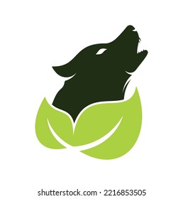 Leaf Wolf logo design. Nature wolf logo design icon vector.