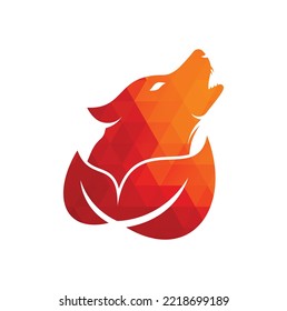 Leaf Wolf logo design. Nature wolf logo design icon vector.