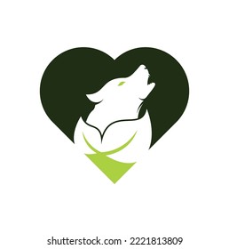 Leaf Wolf logo design. Nature wolf logo design icon vector.