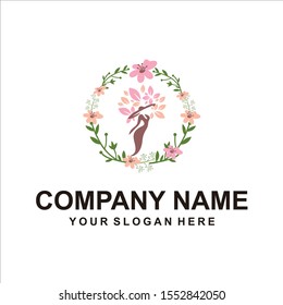 leaf woman logo vector design