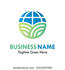 leaf with world design logo template illustration