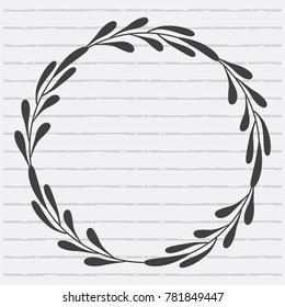leaf wreath frame on paper vector