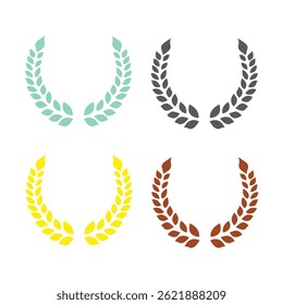 leaf wreath icon set. Vector Olive wreath award for certificate. gold, silver, bronze, beige. Wreath trophy emblem for a winner
