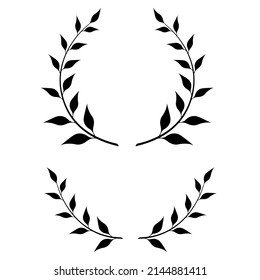 Leaf wreath silhouette icon round and half. Clipart image isolated on white background svg
