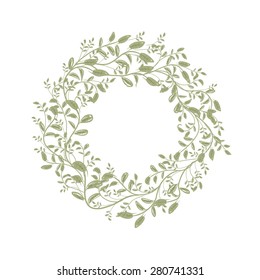 Leaf wreath sketch for your design. Vector illustration