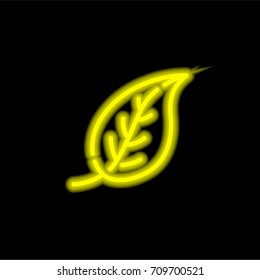 Leaf yellow glowing neon ui ux icon. Glowing sign logo vector