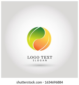 Leaf Yin Yang & Balance Logo. Symbol & Icon Vector Template.