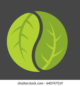 Leaf Yin Yang Logo
Vector logo emblem of leaves forming the classic duality symbol of Chinese philosophy.