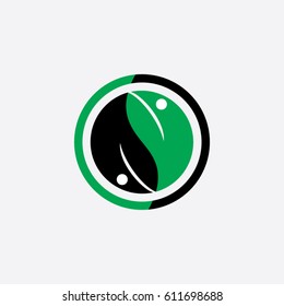leaf ying yang icon to logo nature