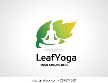 Leaf Yoga Logo Template Design Vector, Emblem, Design Concept, Creative Symbol, Icon