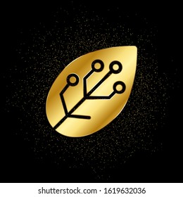 leafe, smart, farm gold icon. Vector illustration of golden particle background.