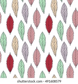 Leafes color pattern. Seamless craft paper texture