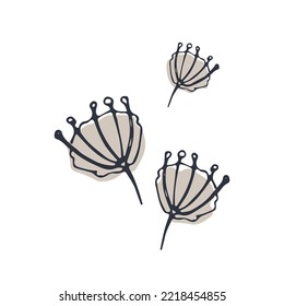 leafless branches with snow flat illustration