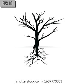 Leafless Tree, Dead Tree, Dry Tree, Trunk, Branches, and Root [Vector]