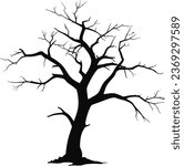 Leafless Tree, Dead Tree, Trunk, Branches, and Root. Vector illustration