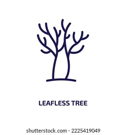 leafless tree icon from nature collection. Thin linear leafless tree, season, leafless outline icon isolated on white background. Line vector leafless tree sign, symbol for web and mobile