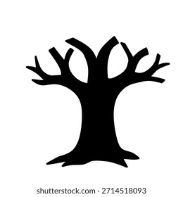 Leafless Tree Silhouette in Artistic Style for Dark Forest