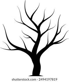 Una silueta de árbol sin hojas en Arte vectorial detallado, ideal para el invierno y los diseños de árboles desnudos. Esta ilustración captura la esencia de los árboles desnudos. Esta silueta de árbol ofrece imágenes únicas e impresionantes