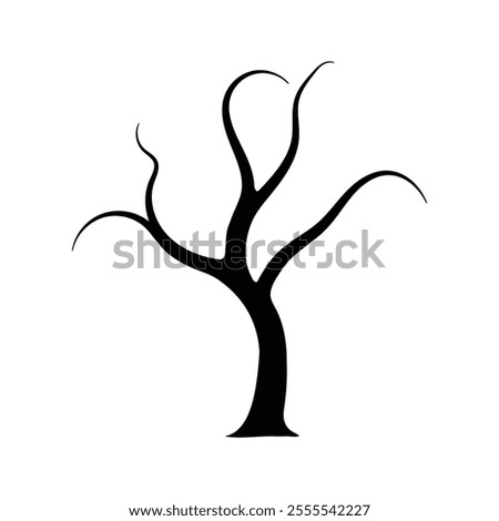 A leafless tree silhouette in detailed vector art, ideal for winter and dead tree designs. This illustration captures the essence of naked trees. This tree silhouette offers unique and awesome visuals