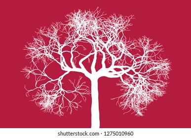 Leafless tree silhouette. Fine detailed realistic illustration. Isolated design element. EPS10