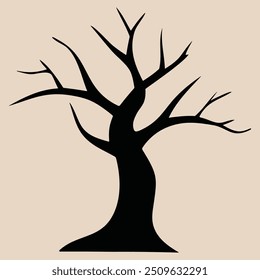 Leafless Tree silhouette icon. Haunted Tree Black silhouette. Happy Halloween Tree. Trees Vector art illustration