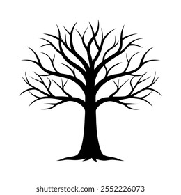 Leafless tree silhouette icon vector art