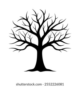 Leafless tree silhouette icon vector art