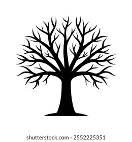 Leafless tree silhouette vector icon design