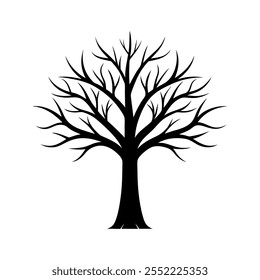 Leafless tree silhouette vector icon design