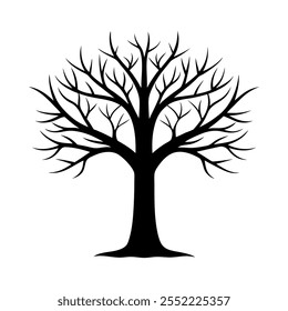 Leafless tree silhouette vector icon design