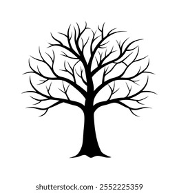 Leafless tree silhouette vector icon design