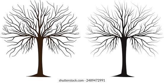 Leafless Tree Silhouette Vector Illustration: Perfect for Nature and Seasonal Designs