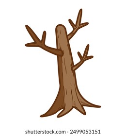 Leafless tree trunk hand drawn illustration	