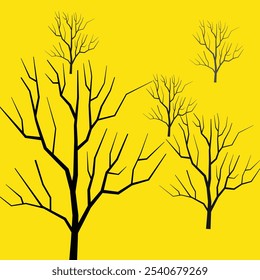 A leafless tree vector illustration, showcasing intricate bare branches, perfect for seasonal themes, minimalist designs, and nature-inspired projects.