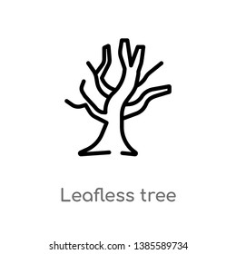 leafless tree vector line icon. Simple element illustration. leafless tree outline icon from nature concept. Can be used for web and mobile