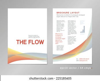 Leaflet / brochure / cover / page layout. Color blend design, geometric soft shapes, serious three-colored print style. Smooth flow theme. Business, development and progress concept.