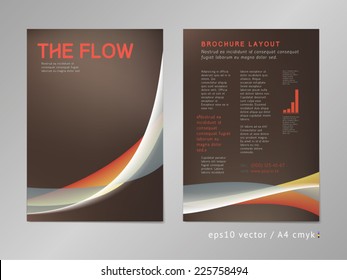 Leaflet / brochure / cover / page layout template. Color blend design, geometric soft shapes, coffee colored print style. Smooth flow theme. Business, development and progress concept.